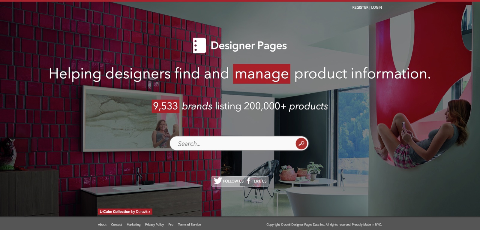 Designer Pages homepage: helping designers find and manage product information