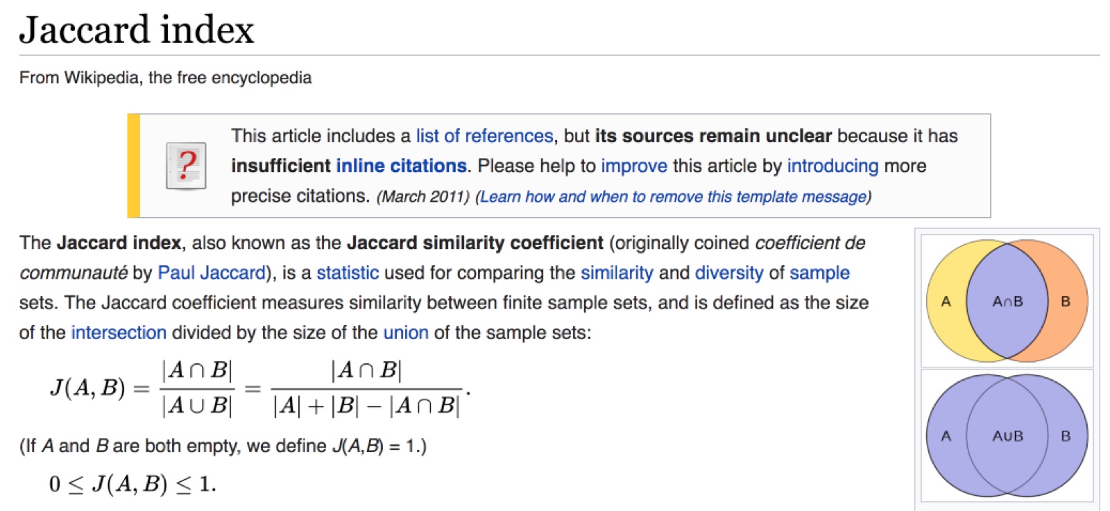 Jaccard index: intersection over union